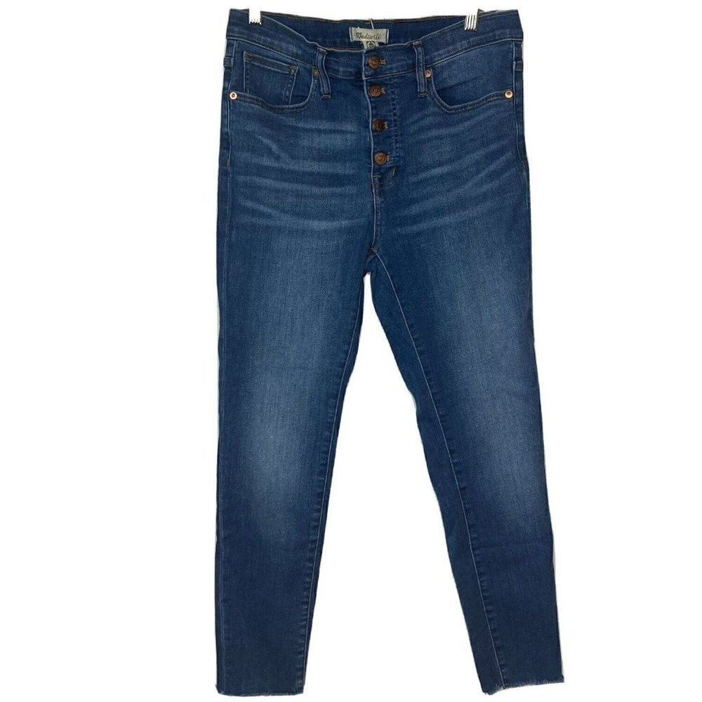 Madewell 9" Mid Rise Skinny Jeans Women’s Exposed Copper Button Fly Raw Hem-29